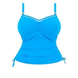 Womens Yonique Blue Tankini Swim Top Adjustable Straps Nylon Size M